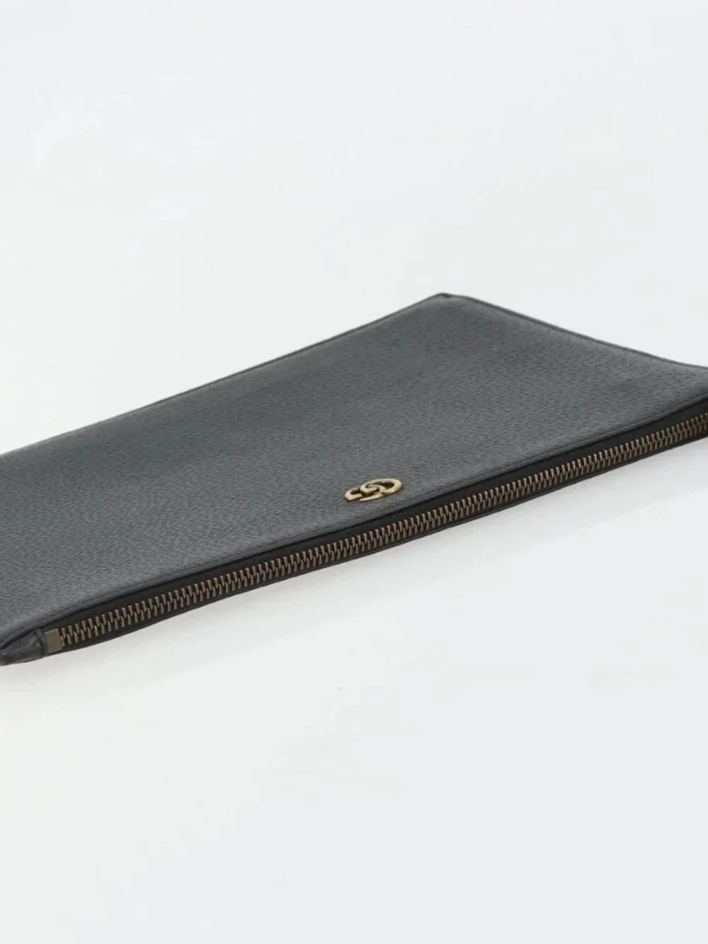 GUCCI GG Marmont Clutch Bag Leather Black Gold 475317 Auth 183138